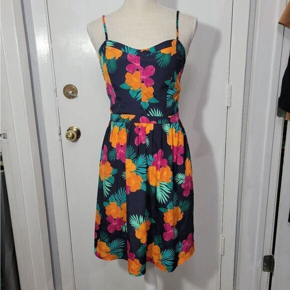 Gap hibiscus floral sleeveless dress sz 2 - Picture 2 of 9